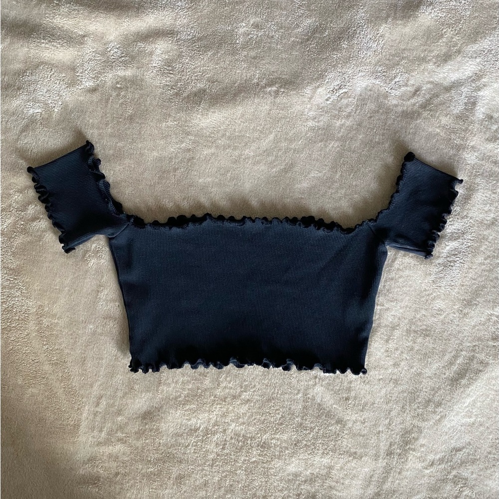 Black off shoulder crop top size medium